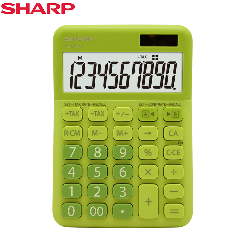 夏普(SHARP)EL-M334计算器彩色时尚可爱大屏10位数太阳能计算机草绿色